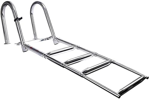 MEVZHH Leitern, Edelstahlkop Bootsleiter Drop Down Schwimmdeck Mit Halterungsgurt Falten 4 Schritt Für Marine Yacht/Schwimmbad von MEVZHH