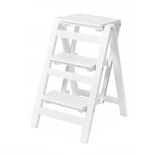 MEVZHH Leitern,Ladder Leiter Erwachsene Holz Schritt Hocker Mit 330 Lb, 3 Tier Klappstufe, Langlebige Holz Treppe, Sicherheit Lageruklappleiter, Für Leiter Regal, Sitzen Stu/ 4/2 von MEVZHH