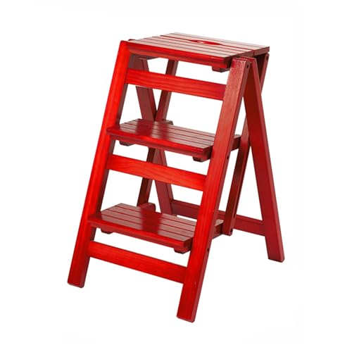 MEVZHH Leitern,Ladder Leiter Erwachsene Holz Schritt Hocker Mit 330 Lb, 3 Tier Klappstufe, Langlebige Holz Treppe, Sicherheit Lageruklappleiter, Für Leiter Regal, Sitzen Stu/ 4/3 von MEVZHH