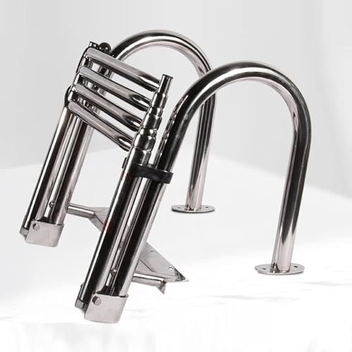 MEVZHH Ponton Bootsleiter Bootsleiter Marine Leiter 4 Schritt Boot Laddekop Schwimmen Hinteren Einbootsleitern, Mit Handrail Für Marine Boot Ponton Schwimmbad von MEVZHH
