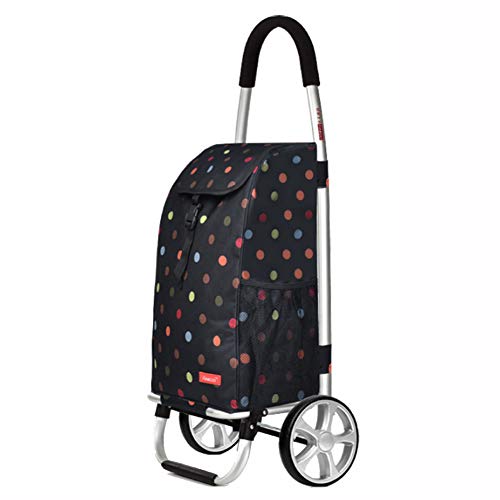 MEVZHH Trolleys, Bewegliche Hand Lkw Falten Einkaufs Hand Trolley Sack Lkw Warenkorb, Heavy Duty Tragbares Gepäck Aluminiumlegieruhaushalt Supermarkt Warenkorbt Stil/Farbige Plaid Stil/Schwarz von MEVZHH