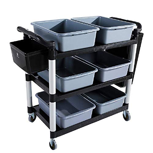 MEVZHH Trolleys, Bewegliche Hand Lkw Haushalt Servierwagen Plastik Aufbewahrungswagen, Mit Rädernd 8 Tray, Kommerzielle Hotel Restaurant 3-Tiers Mobile Sammlugeschirr Trolley/Grau / 79 X 49 X 97Cm/S von MEVZHH