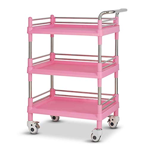 MEVZHH Trolleys, Bewegliche Hand Trucks Aufbewahrungswagen, Küche 3 Stufe Mobile Beauty Salon Warenkorb Bremse, Hotel Service Rollwagen, Tragbar/Grau/L-73 X 53 X 100Cm/Rosa/L-73 * 53 * 100 cm MEVZHH Trolleys, Bewegliche Hand Trucks Aufbewahrungswagen, Küche 3 Stufe Mobile Beauty Salon Warenkorb Bremse, Hotel Service Rollwagen, Tragbar/Grau/L-73 X 53 X 100Cm/Rosa/L-73 * 53 * 100 cm von MEVZHH