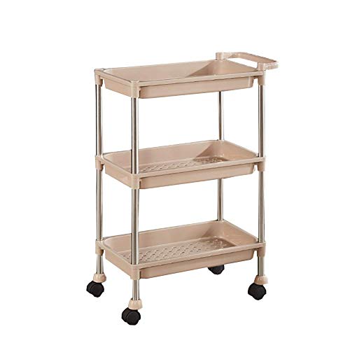 MEVZHH Trolleys, Bewegliche Hand Trucks Haushalt Servierwagen Große 3 Ebenen Aufbewahrungswagen, Für Badezimmer, Plastik Beauty Salon Werkzeug Trolley Mit Rädern Griff/Beige/46 X 28 X 73Cm/Kaffee/46 * von MEVZHH