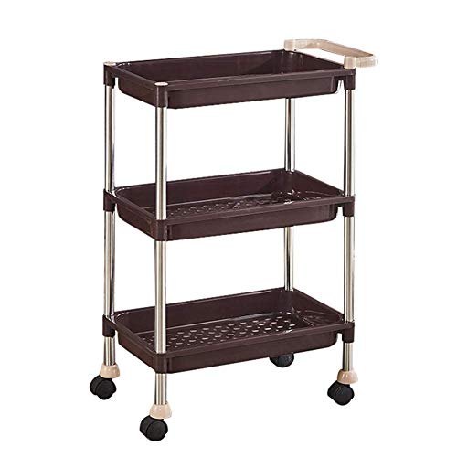 MEVZHH Trolleys, Bewegliche Hand Trucks Haushalt Servierwagen Große 3 Ebenen Aufbewahrungswagen, Für Badezimmer, Plastik Beauty Salon Werkzeug Trolley Mit Rädern Griff/Beige/46 X 28 X 73Cm/Bra/46 * 28 von MEVZHH