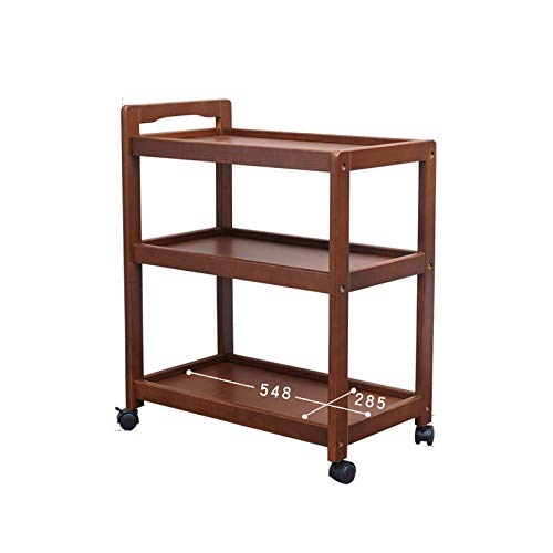 MEVZHH Trolleys, Fester Holz Beweglicher Esswagen Multifunktionale Teekartoffel Haushaltsküchenregal Weinwagen Dreistöckiger Wagen Essseitenwagen von MEVZHH