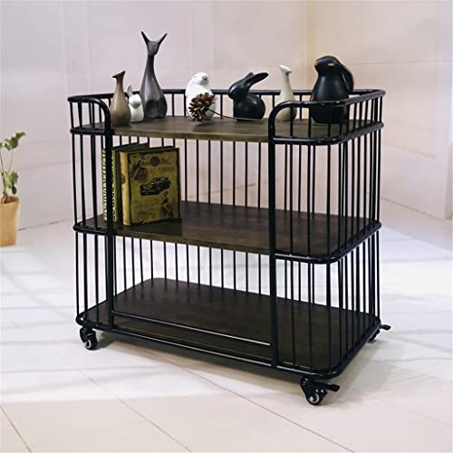 MEVZHH Trolleys, Kleine Teetisch Bewegliche Teetisch Holz Kleine Teetisch Drei-Schicht Trolley Trinken Tee Cart/B / 80X40X75Cm von MEVZHH