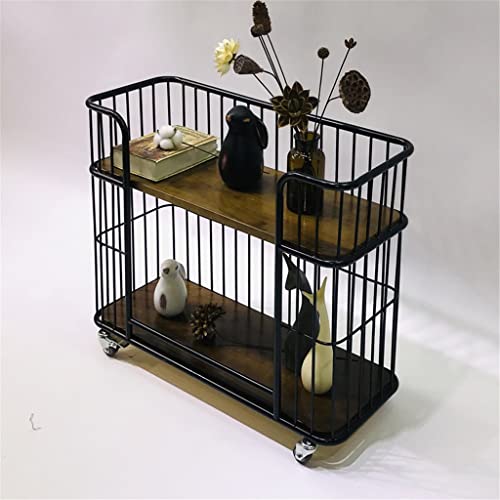 MEVZHH Trolleys, Kleine Teetisch Bewegliche Teetisch Holz Kleine Teetisch Zweischichtwagen Trinken Tee Cart/D/60X35X75Cm von MEVZHH