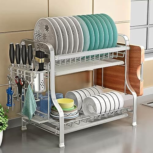 MEVZHH Über Waschbecken Edelstageschirrtrocknerstamit 3 Ebenen Schneidbretthalter Geschirr Caddyd Tropffach Küche Lagerunizer Regal/Edelsta/40 * 30 * 42 cm von MEVZHH