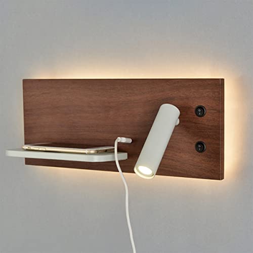 MEVZHH Wandlampen, 7W Modern Led Wall Light Metall Holz Look Mit Drahtlosem Ladegerätd Usb-Anschluss, 350 ° Drehbare 3W Led Bettleselammit Schalter, Indoor Wandlampe/Dkles Holz Links MEVZHH Wandlampen, 7W Modern Led Wall Light Metall Holz Look Mit Drahtlosem Ladegerätd Usb-Anschluss, 350 ° Drehbare 3W Led Bettleselammit Schalter, Indoor Wandlampe/Dkles Holz Links von MEVZHH