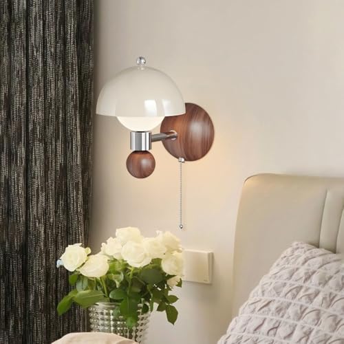 MEVZHH Wandlampen, Kreative Verstellbare Wandlammit Pull-Cord-Schalter Moderne Creme-Stil Bett Wandlamgeführt 3-Farbe Ändern Französisch-Stil Kind Wandlamfür Kinderzimmer Wandlamschlafzimmer/C von MEVZHH