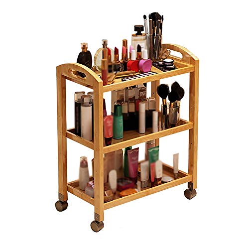 MEVZHH Warenwagen, Bewegliche Hand Lkw Aufbewahrungswagen, Küche Schönheitssalon Trolley 3-Tier, Multi-Zweck-Rollende Aufbewahrungswagen, Für Büro/Holz / 60 X 32 X 73Cm/Holz/53 * 32 * 73 cm von MEVZHH
