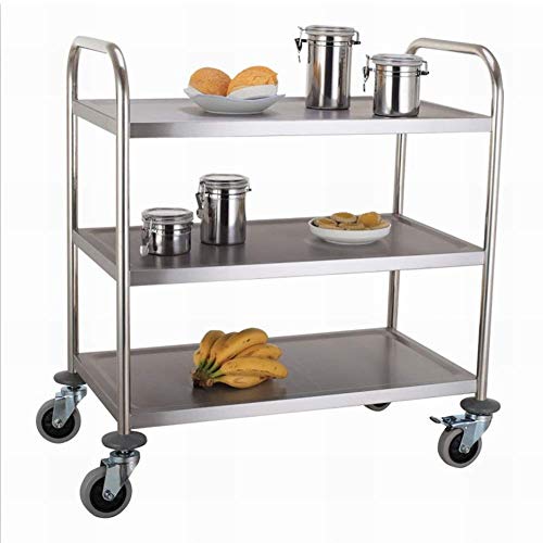 MEVZHH Warenwagen, Bewegliche Hand Trucks Aufbewahrungswagen, Küche 3 Tier Hotel Catecart Mit Griff, Edelstarestaurants Sammeln Servierwagen Mit Bremsrad/a/S-75 X 40 X 83Cm/Ein/L-95 * 50 * 95Cm von MEVZHH
