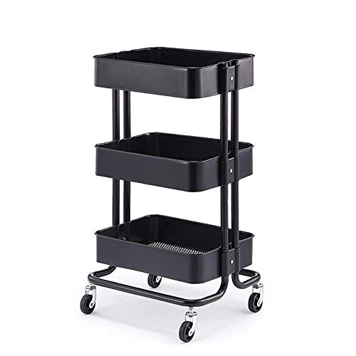 MEVZHH Warenwagen,Bewegbare Hand Trucks Aufbewahrungswagen,Küche Schönheit Trolley Auf Rädern,Kohlenstoffsta3 Tier Werkzeug Aufbewahrungswagen Für Friseurd Spa/Weiß / 45 X 35 X 78Cm/Schwarz/45 * 35 von MEVZHH