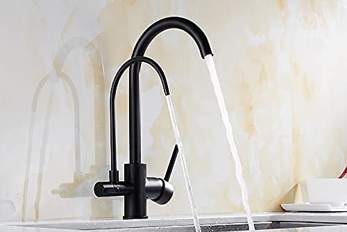 MEVZHH Wasserhahn, Wasserhahn Küchenhahn Messifür Küche Deck Montiert Nickel Wasser Filter Hahn Waschbecken Mischer 3 Farbe 3 Weg Küchenhahn/Schwarz MEVZHH Wasserhahn, Wasserhahn Küchenhahn Messifür Küche Deck Montiert Nickel Wasser Filter Hahn Waschbecken Mischer 3 Farbe 3 Weg Küchenhahn/Schwarz von MEVZHH