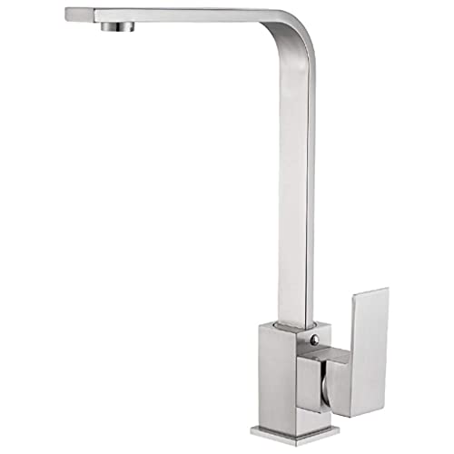 MEVZHH Wasserhahn,Küche Spülbehälter Spülhahn Quadrat Kupfer Küchenhahn, Eingriff Single Loch Heißesd Kaltes Wasser Spülhahn, 360 Grad Drehhahn, Wassersparende Bubbler/Beschichtu/22 * 35 cm von MEVZHH