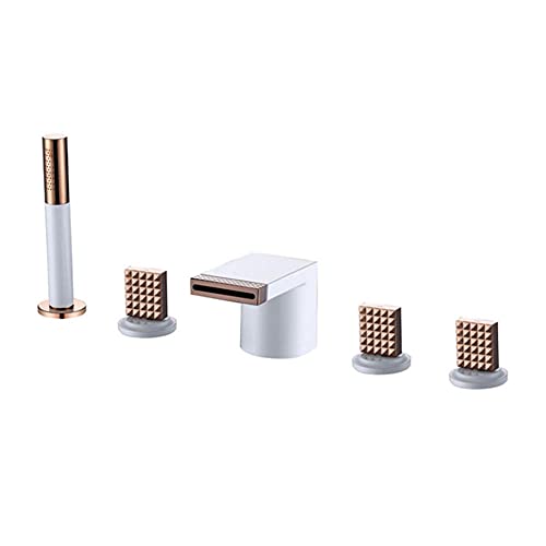 MEVZHH Wasserhahne, 5 Einheiten Wasserfall Mixer Wasserhahn Badewanne Hahn Doppelfunktion Badezimmer Dusche Mixer Hahne Wasserfall Kalted Kalte Doppelhebel Waschbecken Mixer Hahne Badezimmer/Weiß MEVZHH Wasserhahne, 5 Einheiten Wasserfall Mixer Wasserhahn Badewanne Hahn Doppelfunktion Badezimmer Dusche Mixer Hahne Wasserfall Kalted Kalte Doppelhebel Waschbecken Mixer Hahne Badezimmer/Weiß von MEVZHH