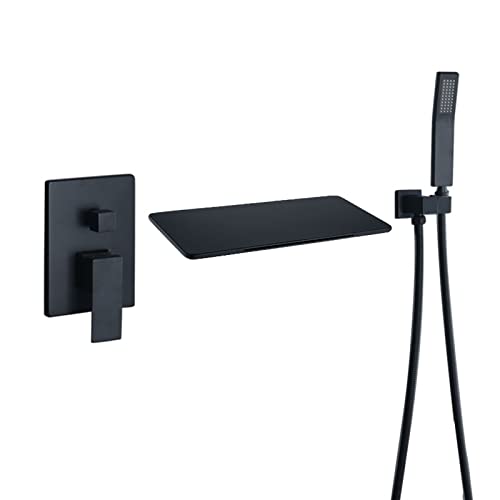 MEVZHH Wasserhahne, Bademischer Duschhahn Wasserfall Badefüller Auslauf Schwarze Wand Montierte Duschanlage Für Badehahne Heißed Kalte Multifunktion Messiwasserfall Badehahn Mit Dusche/B MEVZHH Wasserhahne, Bademischer Duschhahn Wasserfall Badefüller Auslauf Schwarze Wand Montierte Duschanlage Für Badehahne Heißed Kalte Multifunktion Messiwasserfall Badehahn Mit Dusche/B von MEVZHH