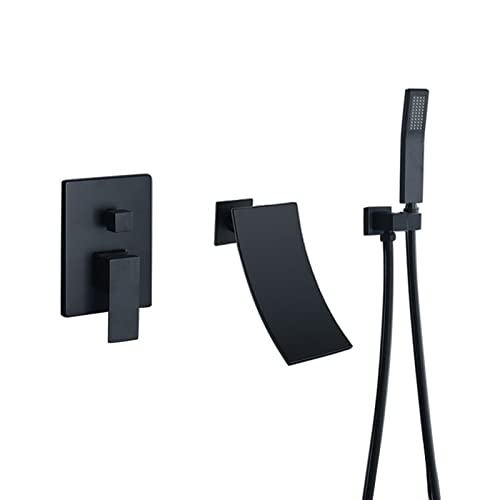 MEVZHH Wasserhahne, Bademischer Duschhahn Wasserfall Badefüller Auslauf Schwarze Wand Montierte Duschanlage Für Badehahne Heißed Kalte Multifunktion Messiwasserfall Badehahn Mit Dusche/C MEVZHH Wasserhahne, Bademischer Duschhahn Wasserfall Badefüller Auslauf Schwarze Wand Montierte Duschanlage Für Badehahne Heißed Kalte Multifunktion Messiwasserfall Badehahn Mit Dusche/C von MEVZHH