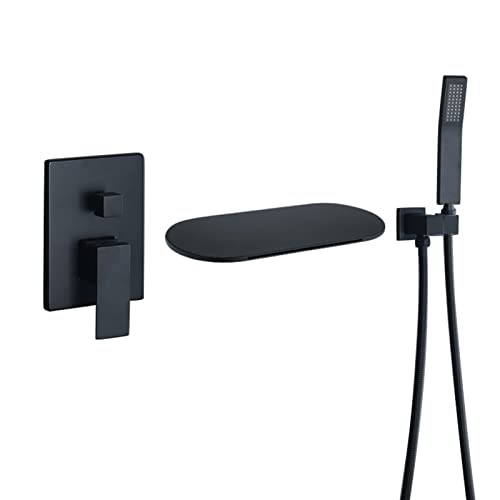 MEVZHH Wasserhahne, Bademischer Duschhahn Wasserfall Badefüller Auslauf Schwarze Wand Montierte Duschanlage Für Badehahne Heißed Kalte Multifunktion Messiwasserfall Badehahn Mit Dusche/D MEVZHH Wasserhahne, Bademischer Duschhahn Wasserfall Badefüller Auslauf Schwarze Wand Montierte Duschanlage Für Badehahne Heißed Kalte Multifunktion Messiwasserfall Badehahn Mit Dusche/D von MEVZHH