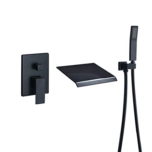 MEVZHH Wasserhahne, Bademischer Duschhahn Wasserfall Badefüller Auslauf Schwarze Wand Montierte Duschanlage Für Badehahne Heißed Kalte Multifunktion Messiwasserfall Badehahn Mit Dusche/E MEVZHH Wasserhahne, Bademischer Duschhahn Wasserfall Badefüller Auslauf Schwarze Wand Montierte Duschanlage Für Badehahne Heißed Kalte Multifunktion Messiwasserfall Badehahn Mit Dusche/E von MEVZHH