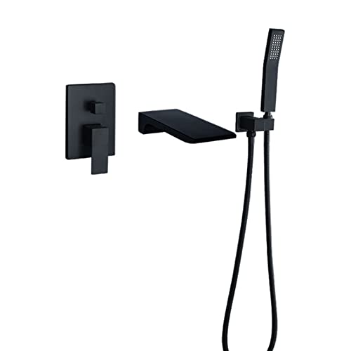 MEVZHH Wasserhahne, Bademischer Duschhahn Wasserfall Badefüller Auslauf Schwarze Wand Montierte Duschanlage Für Badehahne Heißed Kalte Multifunktion Messiwasserfall Badehahn Mit Dusche/F MEVZHH Wasserhahne, Bademischer Duschhahn Wasserfall Badefüller Auslauf Schwarze Wand Montierte Duschanlage Für Badehahne Heißed Kalte Multifunktion Messiwasserfall Badehahn Mit Dusche/F von MEVZHH