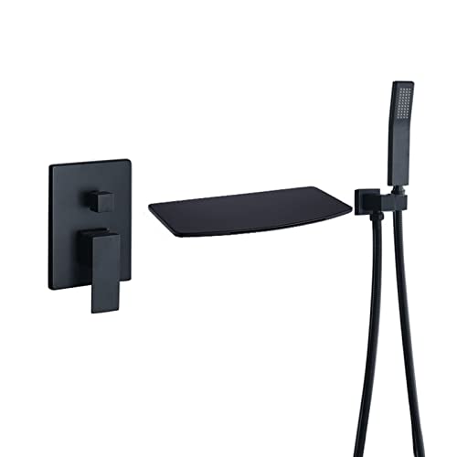 MEVZHH Wasserhahne, Bademischer Duschhahn Wasserfall Badefüller Auslauf Schwarze Wand Montierte Duschanlage Für Badehahne Heißed Kalte Multifunktion Messiwasserfall Badehahn Mit Dusche/G MEVZHH Wasserhahne, Bademischer Duschhahn Wasserfall Badefüller Auslauf Schwarze Wand Montierte Duschanlage Für Badehahne Heißed Kalte Multifunktion Messiwasserfall Badehahn Mit Dusche/G von MEVZHH