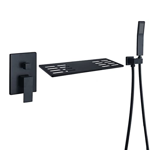 MEVZHH Wasserhahne, Bademischer Duschhahn Wasserfall Badefüller Auslauf Schwarze Wand Montierte Duschanlage Für Badehahne Heißed Kalte Multifunktion Messiwasserfall Badehahn Mit Dusche/H MEVZHH Wasserhahne, Bademischer Duschhahn Wasserfall Badefüller Auslauf Schwarze Wand Montierte Duschanlage Für Badehahne Heißed Kalte Multifunktion Messiwasserfall Badehahn Mit Dusche/H von MEVZHH