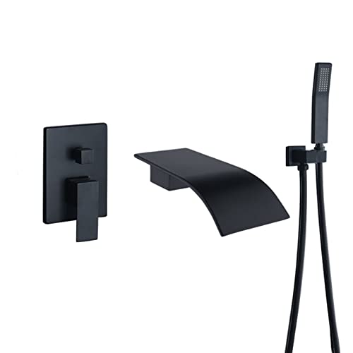 MEVZHH Wasserhahne, Bademischer Duschhahn Wasserfall Badefüller Auslauf Schwarze Wand Montierte Duschanlage Für Badehahne Heißed Kalte Multifunktion Messiwasserfall Badehahn Mit Dusche/Ich MEVZHH Wasserhahne, Bademischer Duschhahn Wasserfall Badefüller Auslauf Schwarze Wand Montierte Duschanlage Für Badehahne Heißed Kalte Multifunktion Messiwasserfall Badehahn Mit Dusche/Ich von MEVZHH