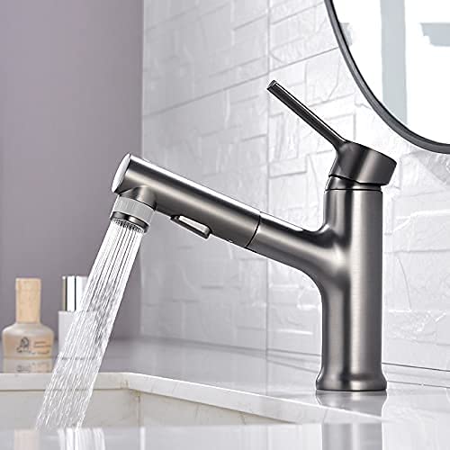 MEVZHH Wasserhahne, Wasserhahn Arbeitsplatte Küche Wasserhahne Grau Kupfer Ausziehhahn Heißesd Kaltes Waschbecken Über Tisch Waschbecken Wasserhahn Wasser Auf Dem Waschkopf/Gh von MEVZHH