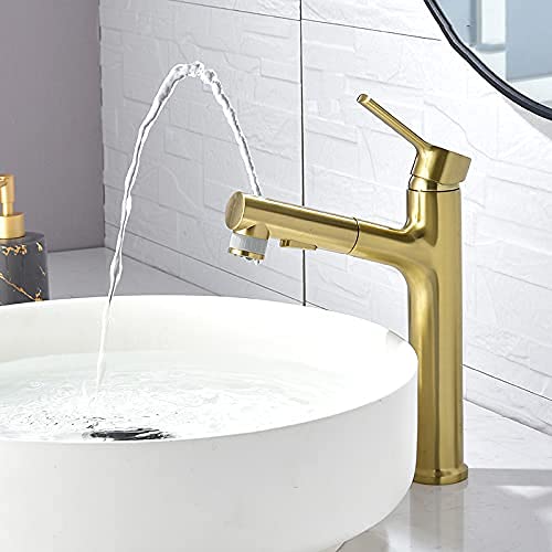 MEVZHH Wasserhahne, Wasserhahn Arbeitsplatte Küche Wasserhahne Grau Kupfer Ausziehhahn Heißesd Kaltes Waschbecken Über Tisch Waschbecken Wasserhahn Wasser Auf Dem Waschkopf/Sd von MEVZHH