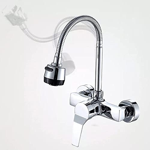 MEVZHH Wasserhahne, Wasserhahn Küchenhahnm Bubbler Badezimmer Küchenhahn Wand Dual Loch Heißesd Kaltes Wasser Flexibles Rohr Küche Mixer MEVZHH Wasserhahne, Wasserhahn Küchenhahnm Bubbler Badezimmer Küchenhahn Wand Dual Loch Heißesd Kaltes Wasser Flexibles Rohr Küche Mixer von MEVZHH