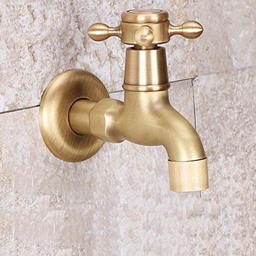 MEVZHH Wasserhahne, Wasserhahne, Badezimmer Mop Pool Faucet In-Wall Single Kalte Kleine Hahn Reines Kupfer Öffnen Schnell Spule 4 Oclock Düse Washingsplash Proof Wasser-Hahn 4Te Gebürstetes Messing/Ei von MEVZHH