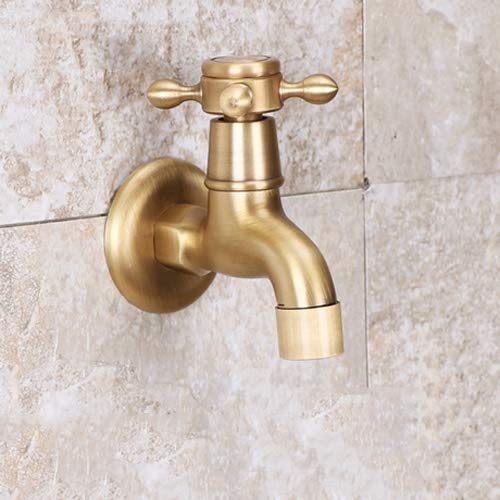 MEVZHH Wasserhahne, Wasserhahne, Badezimmer Mop Pool Faucet In-Wall Single Kalte Kleine Hahn Reines Kupfer Öffnen Schnell Spule 4 Oclock Düse Washingsplash Proof Wasser-Hahn 4Te Gebürstetes Messing/Ei von MEVZHH