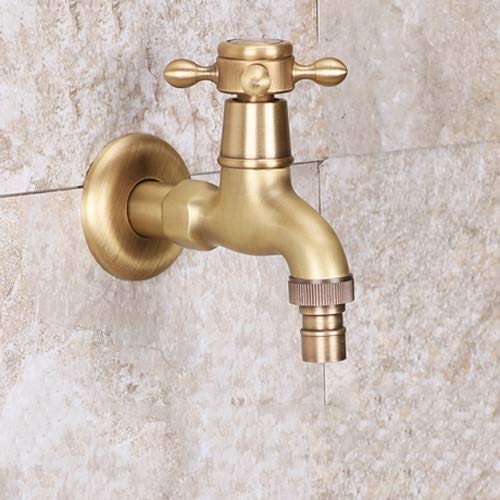 MEVZHH Wasserhahne, Wasserhahne, Badezimmer Mop Pool Faucet In-Wall Single Kalte Kleine Hahn Reines Kupfer Öffnen Schnell Spule 4 Oclock Düse Washingsplash Proof Wasser-Hahn 4Te Gebürstetes Messing/B/ von MEVZHH
