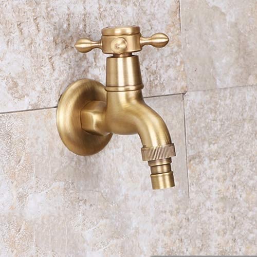 MEVZHH Wasserhahne, Wasserhahne, Badezimmer Mop Pool Faucet In-Wall Single Kalte Kleine Hahn Reines Kupfer Öffnen Schnell Spule 4 Oclock Düse Washingsplash Proof Wasser-Hahn 4Te Gebürstetes Messing/B/ von MEVZHH
