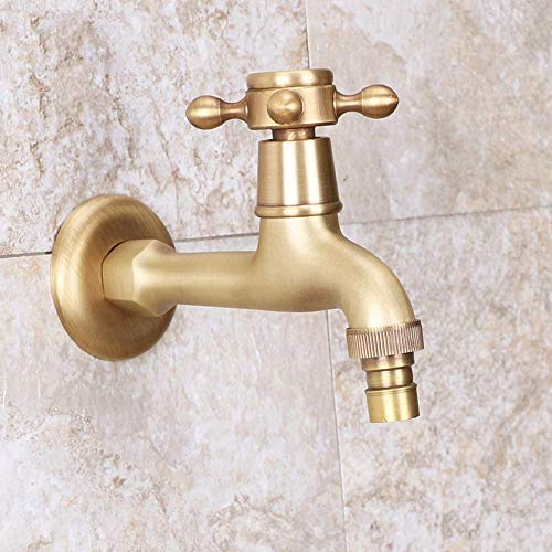 MEVZHH Wasserhahne, Wasserhahne, Badezimmer Mop Pool Faucet In-Wall Single Kalte Kleine Hahn Reines Kupfer Öffnen Schnell Spule 4 Oclock Düse Washingsplash Proof Wasser-Hahn 4Te Gebürstetes Messing/B/ von MEVZHH