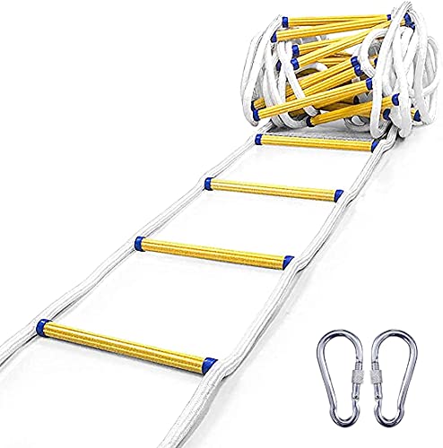 MEVZHH Weiche Leiter Seil Leiter, Seil Leiter Feuerdicht, Seil Leiter Rettungsleiter Notfeuer Leiter -50M Rettungsleiter Seil Leiter, Schwere Sicherheitsleitern, Mit Karabiner/40M (131.2Ft) von MEVZHH