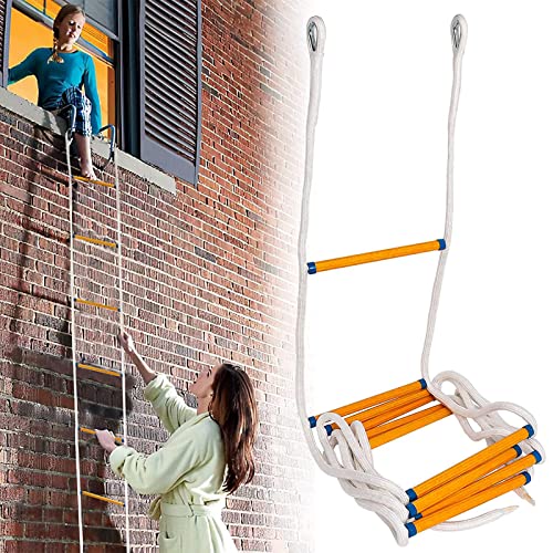 MEVZHH Weiche Leiter Seil Leiter Feuer Rettungsleitern, 30M Notfall Feuer Flucht Leiter, Nylon Home Climsafety Leiter Mit Haken, Für Indoor/Outdoor, 49Ft / 15M / 98Ft / 30M / 10Ft /3 M/49Ft / 15M von MEVZHH