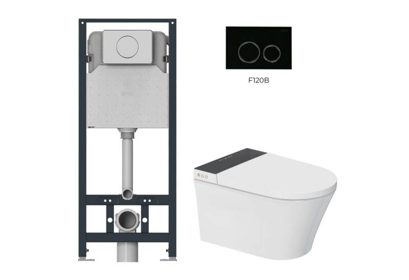 MEWATEC Dusch-WC Kombi-Set Florence Pro + Betätigungsplatte matt - schwarz - rund, wandhängend, Abgang Wand, Komplett-Set, Ultimative Reinheit mit dem Dusch WC Set MEWATEC Florence Pro F2000! von MEWATEC