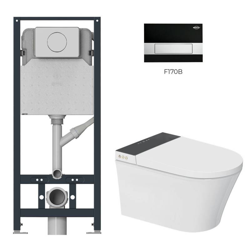 MEWATEC Dusch-WC Kombi-Set Florence Pro Plus mit Vorwandelement, wandhängend, Abgang Wand, Komplett-Set, Das hochwertige Luxus Dusch WC-Set Florence Pro Plus F2100! von MEWATEC