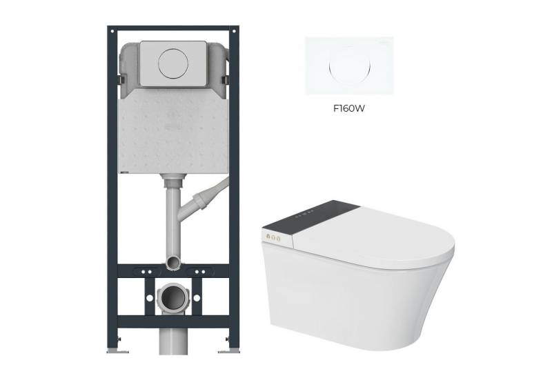 MEWATEC Dusch-WC Kombi-Set Florence Pro Plus mit Vorwandelement, wandhängend, Abgang Wand, Komplett-Set, Das hochwertige Luxus Dusch WC-Set Florence Pro Plus F2100! von MEWATEC