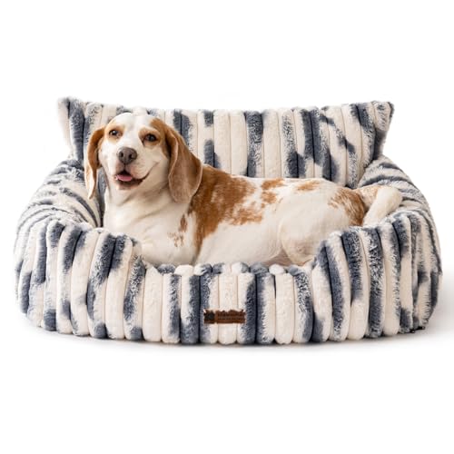 MEWOOFUN Hundesofabett - Katzenbetten für Hauskatzen Weich und Flauschig, Katzensofabett Kleines Hundebett für Hunde und Katzen, Beruhigendes Hundebett (Blau-Gradient, 76x53x30cm) von MEWOOFUN