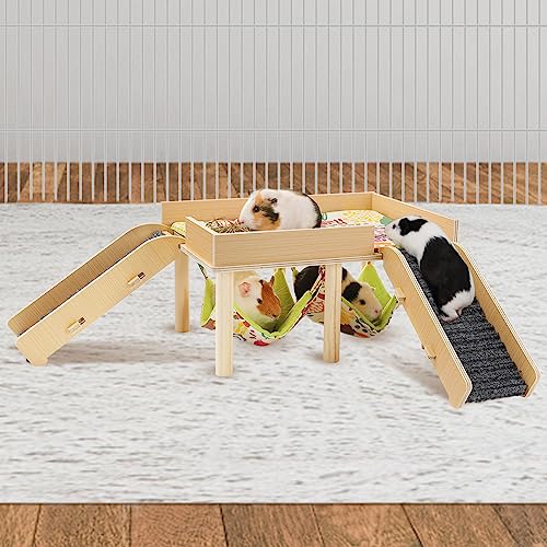 MEWTOGO Meerschweinchen-Hängematte mit Plattform, Holzversteck mit Treppe, sicheres und langlebiges kleines Haustierbett MEWTOGO Meerschweinchen-Hängematte mit Plattform, Holzversteck mit Treppe, sicheres und langlebiges kleines Haustierbett von MEWTOGO