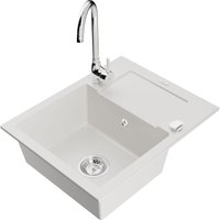 Mexen - Enzo 1 Becken-Granitspüle mit Abtropffläche und Mischbatterie Telma, Weiß - 6506-20-670200-00 Mexen - Enzo 1 Becken-Granitspüle mit Abtropffläche und Mischbatterie Telma, Weiß - 6506-20-670200-00 von MEXEN