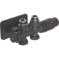 G00 Thermostat-Set, Winkel/Gerade mit Abdeckung s, Duplex, DN50, Anthrazit - W908-900-910-66 - Mexen von MEXEN