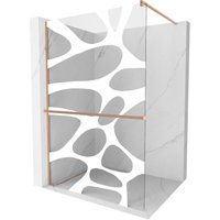 Kioto+ Duschwand mit Walk-in-Regal 140 x 200 cm, wei√ües Muster, gebürstetes Kupfer - 800-140-121-65-97 - Mexen von MEXEN