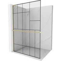 Kioto+ l Duschwand mit Regal Walk-in 70 x 200 cm, schwarzes Muster, gebürstetes Gold - 800-070 - Mexen Kioto+ l Duschwand mit Regal Walk-in 70 x 200 cm, schwarzes Muster, gebürstetes Gold - 800-070 - Mexen von MEXEN