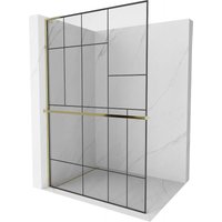 Kioto+ l Duschwand mit Regal Walk-in 70 x 200 cm, schwarzes Muster, gold - 800-070-123-50-78 - Mexen Kioto+ l Duschwand mit Regal Walk-in 70 x 200 cm, schwarzes Muster, gold - 800-070-123-50-78 - Mexen von MEXEN