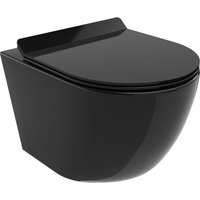 Lena WC-Schüssel Randlos mit slim Sitz und Absenk-Automatik, duroplast, Schwarz - 30224070 - Mexen von MEXEN